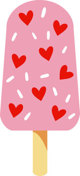 cute valentines heart popsicle ice cream dessert vector cartoon illustration
