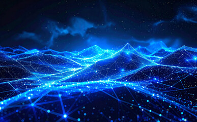 未来的な青い光のネットワーク　デジタル　データ　　　抽象的な背景