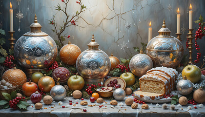 christmas decorations on the table