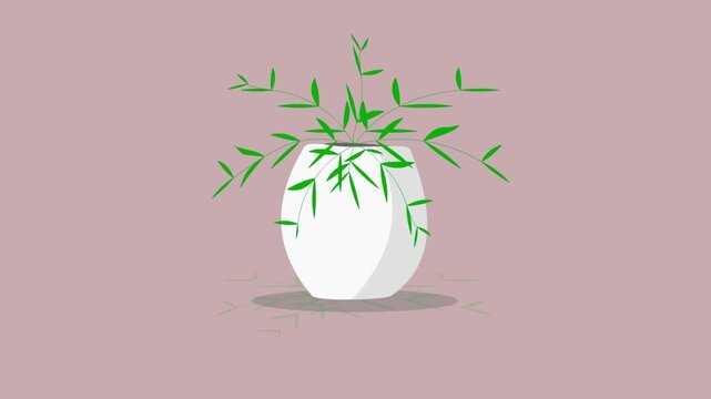 Animation of a potted plant, art, drawing, cartoon.