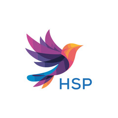 Obraz premium HSP “Stylish Multicolored Bird Emblem for Marketing” HSP LATER LOGO, “Bright Modern Bird Symbol for Brand Identity” “Elegant Gradient Bird Logo for Branding and Business” 