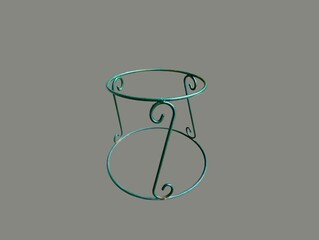 The grey background image is a green patterned steel frame base used to place potted plants, potted flowers, strong, placed on the table or placed as a decoration in the home or garden, easy.