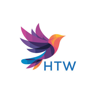 HTW &ldquo;Stylish Multicolored Bird Emblem for Marketing&rdquo; HTW LATER LOGO, &ldquo;Bright Modern Bird Symbol for Brand Identity&rdquo; &ldquo;Elegant Gradient Bird Logo for Branding and Business&rdquo; 
