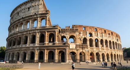 Obraz premium Iconic Colosseum in Rome Under a Clear Blue Sky