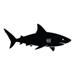 Silhouette of a great white shark swimming oceanic predator marine life silhouette icon silhouette