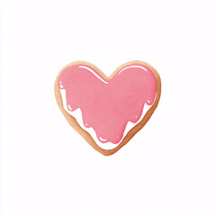 A cute and simple heart-shaped cookie with a touch of pink icing, perfect for celebrating love on Valentine&rsquo;s Day.