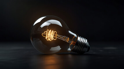 light bulb on black background