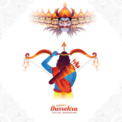 Dussehra Festival Vector – Ravana Dahan, Lord Rama Victory, and Vijayadashami Celebration Illustration