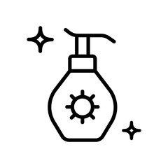 Sunblock, Sunscreen, Lotion, Summer. Outline Icon. Skin care sign, designed for web and app. Simple symbol for web design isolated on white background.