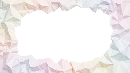 Colorful Crumpled Paper Frame, pink and white background, crumpled paper