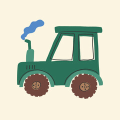 cute tractor children illustration drawing