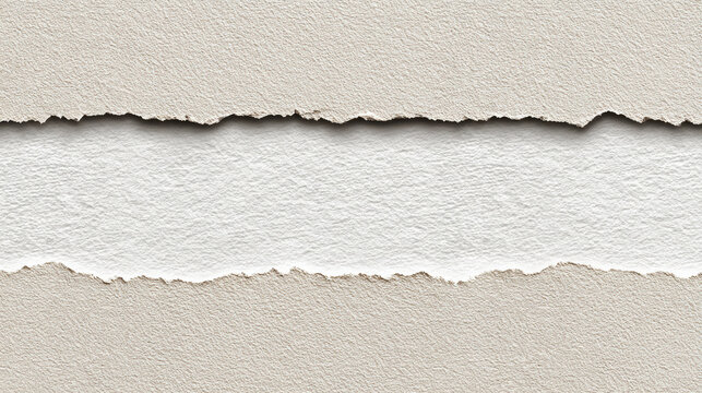 Abstract background of beige torn paper with ripped edge revealing white texture. blank copyspace for message with feeling of separation and simplicity