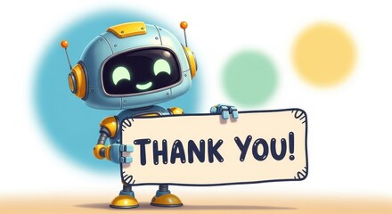 Cute Robot Expressing Gratitude with a Special Thank You Message