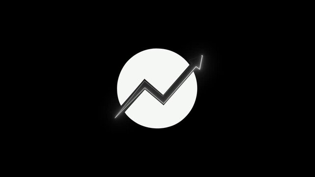 Glowing Neon Financial Profit Icon Isolated on Black Background. neon  sign icon and up arrow. neon  growth concept. 4k motion video 