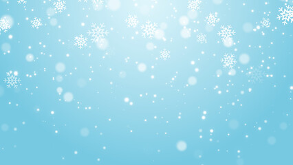 blue christmas background with snowflakes and snow fall , christmas and new year winter holiday social media background