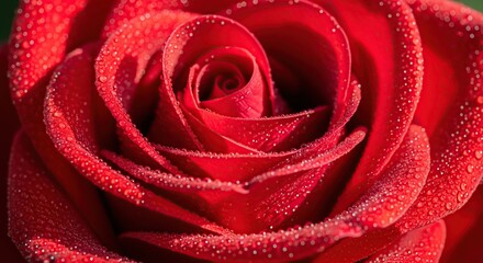 Close up of a vibrant crimson rose with water droplets for romantic valentine's day backgrounds background