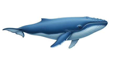 Isolated blue whale with detailed skin pattern marine creature illustration isolated