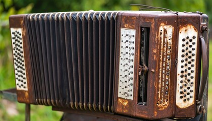 Rusty accordion, outdoors