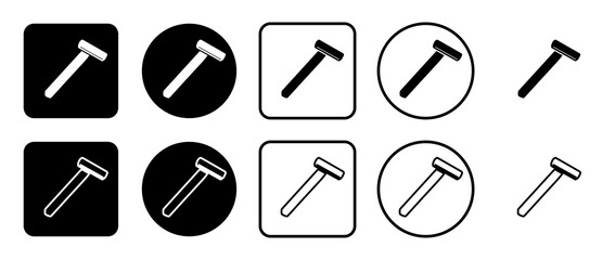 Icon set of mens razor symbol. Filled, outline, black and white icons set, flat style.  Illustration on transparent background