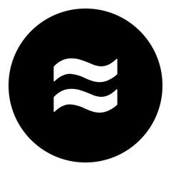 A approximately equal symbol in the center. Isolated white symbol in black circle. Illustration on transparent background