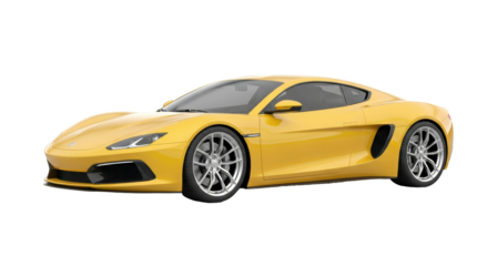 Isolated Yellow Sports Car Profile View Concept, Auto Style and Modern Design Elements