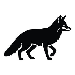 Majestic black silhouette of a fox in motion realistic animal depiction silhouette