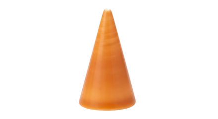 Isolated orange cone for road safety and construction use, caution symbol or traffic control