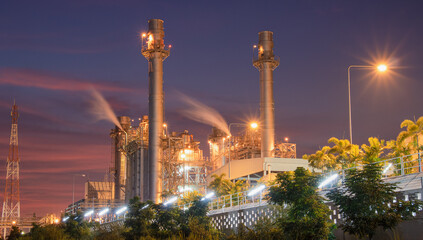 Natural Gas Combined Cycle Power Plant ,Gas turbine electrical power plant with in Twilight power...