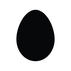 A simple illustration of a solid black egg shape on a white background in a minimalist style design