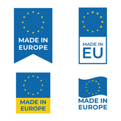 Vertical Product Labels and Icons Collection Made in Europe