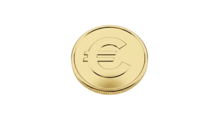 Isolated golden Euro coin close up, representing European Union currency and finance