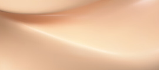 Luxury beige and brown gradient background with soft nude liquid waves. Elegant silk wallpaper in champagne, ivory, tan gradation. Perfect for beauty, cosmetic, aesthetic poster design. 3d vector bg