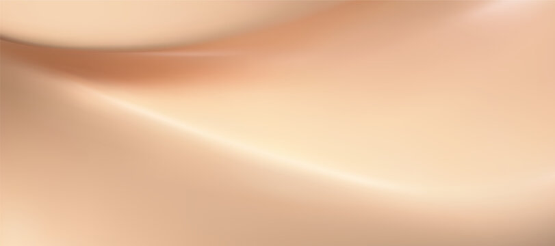 Luxury beige and brown gradient background with soft nude liquid waves. Elegant silk wallpaper in champagne, ivory, tan gradation. Perfect for beauty, cosmetic, aesthetic poster design. 3d vector bg
