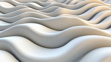 Abstract White Undulating Forms 3D Rendered Textured Landscape