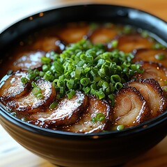 Delicious Ramen Bowl with Pork and Green Onions Ready to Eat