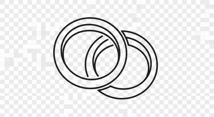 Two intertwined wedding rings, symbolizing love, commitment, and partnership in a minimalist and elegant design