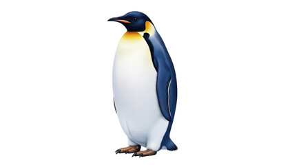Fototapeta premium Isolated Emperor penguin standing at attention, a large and colorful Antarctic bird species