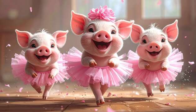 Niedliche Schweine im T&uuml;t&uuml;