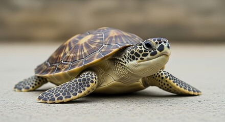 Obraz premium Baby Sea Turtle Crawling on the Beach Sand.