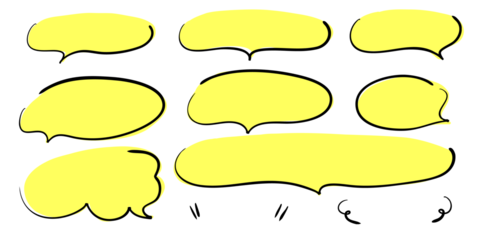 手書きのゆるい吹き出しセット ベクター 黄色