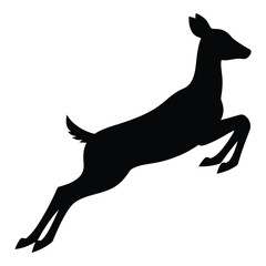 Graceful black silhouette of a deer leaping through the air silhouette