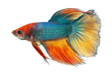 Fototapeta premium Vibrant Siamese Fighting Fish with Flowing Fins and Scales isolated on a transparent background betta
