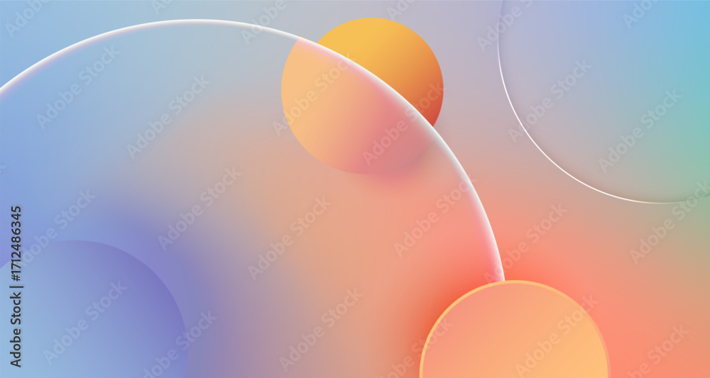Wall mural modern gradient abstract background with glass circles and soft blur vector.