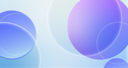 Gradient purple and blue abstract background with glass circles design vector. 