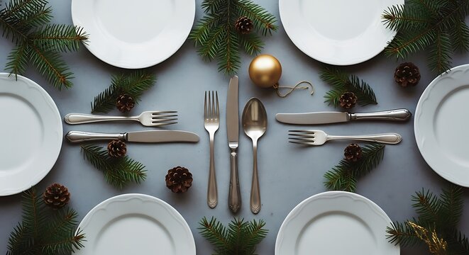 Elegant Christmas Table Setting.