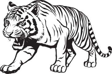 The Wild Tiger. Hand drawn vector illustration