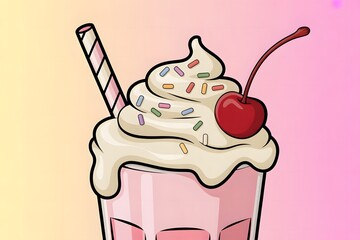 Ice Cream and Berry Clipart Vector Set with Cute Dessert Illustrations and Summer Treat Elements