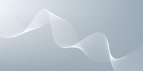 White abstract background with wavy lines. Digital future technology concept in the silver theme color. vector ilustration.