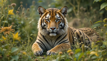 tiger in the grass