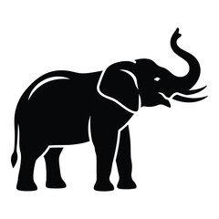 Majestic silhouette of an elephant with trunk raised symbolizing power and grace silhouette